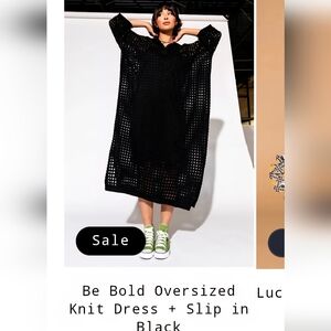 Dressed in LALA Black Dolman Sleeve Sweater Dress